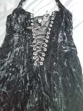 Super Rare Lip Service LA 'Clothes From Hell' M Black Velvet Corset Halter Dress